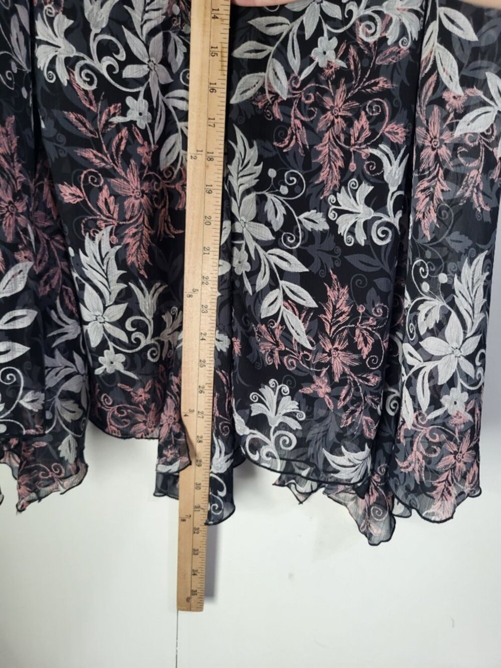 Vintage Whimsygoth Fairy Floral Skirt Black Pink White SZ 14/16W Studio 1940 y2k - Picture 6 of 7